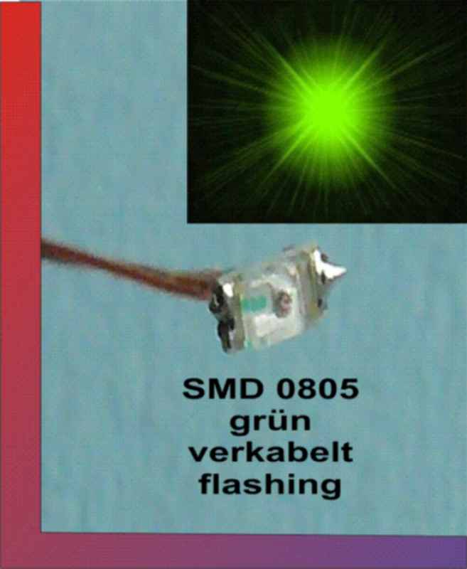 LED SMD 0805 green flashing and wired